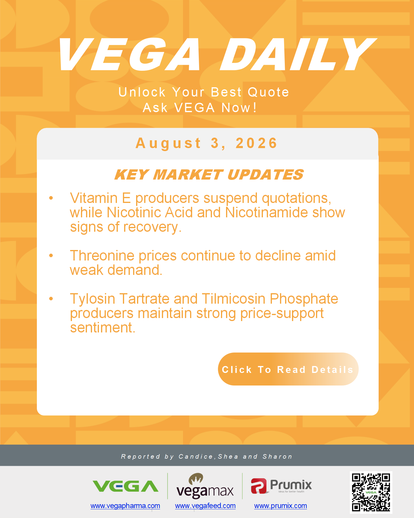 VEGA Daily 20260803 VitaminE Nicotinamide Threonine Tylosin Update.png